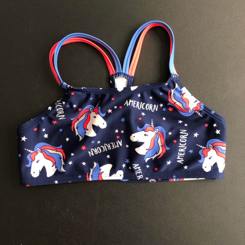 Cat & Jack Navy Blue Unicorn Swim Top Size 7/8